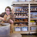 Victoria Claire Dawes at work in her studio at Yorkshire Art Space’ Persistence Works in Sheffield 2017